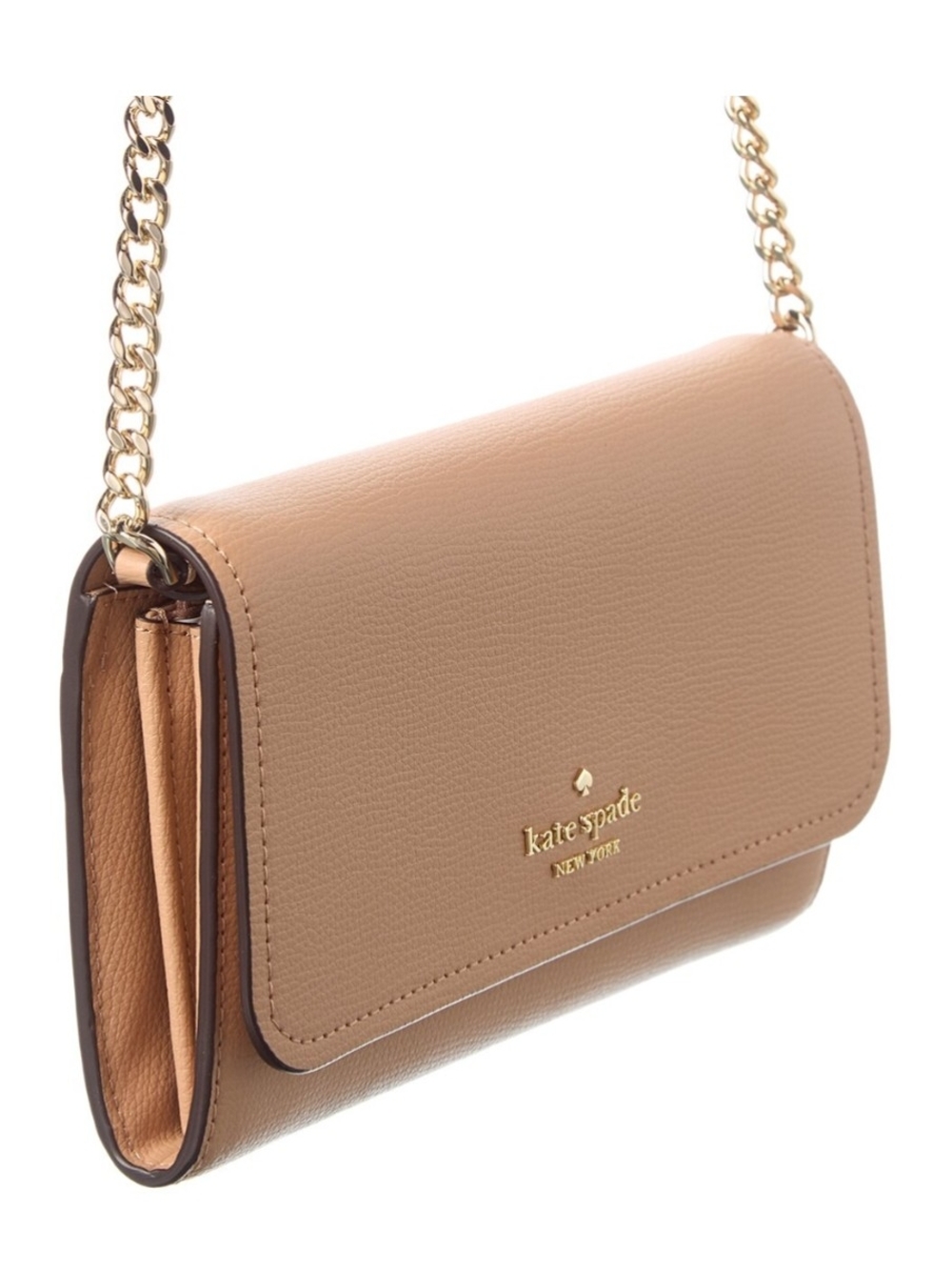 kate spade Tan Leather Crossbody Bag with Gold Chain